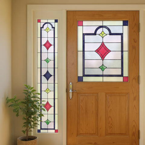 Edwardian Geometric Stained Glass Window Film – Made to Measure