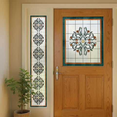 Art Nouveau Floral Stained Glass Window Film – Decorative Privacy Film