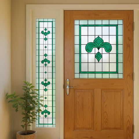 Art Nouveau Leaf Motif Stained Glass Window Film – Made to Measure