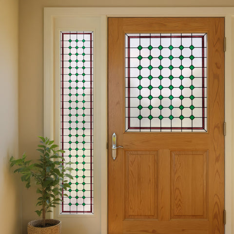 Late Victorian Diamond Lattice Stained Glass Window Film – Made to Measure