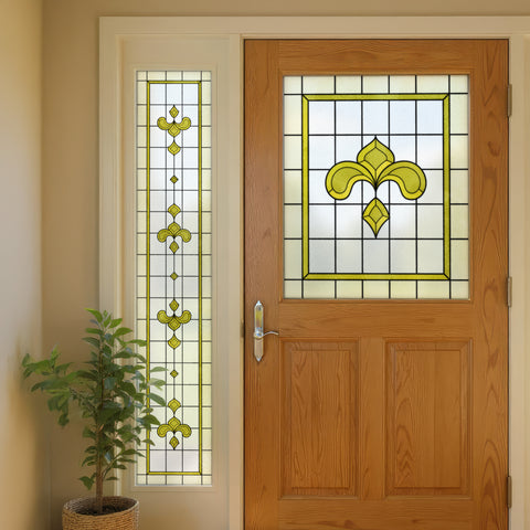 Art Nouveau Leaf Motif Stained Glass Window Film – Made to Measure