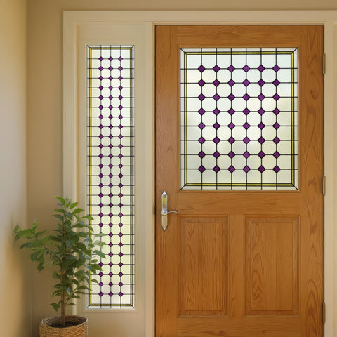 Late Victorian Diamond Lattice Stained Glass Window Film – Made to Measure