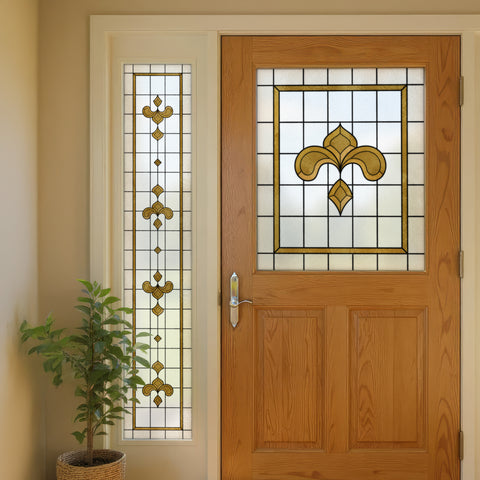 Art Nouveau Leaf Motif Stained Glass Window Film – Made to Measure