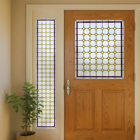 Late Victorian Diamond Lattice Stained Glass Window Film – Made to Measure