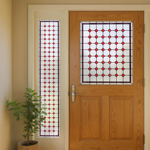 Late Victorian Diamond Lattice Stained Glass Window Film – Made to Measure