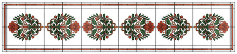 Art Nouveau Floral Stained Glass Window Film – Orange & Green Privacy Film
