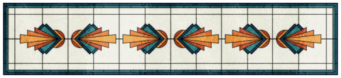 Art Deco Stained Glass Window Film – Teal, Orange & Gold Geometric Privacy Film