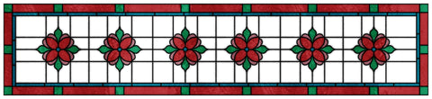 Art Nouveau Floral Stained Glass Window Film – Red & Green Privacy Film