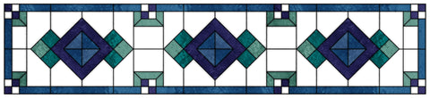 Art Deco Stained Glass Window Film – Blue, Teal & Purple Geometric Privacy Film