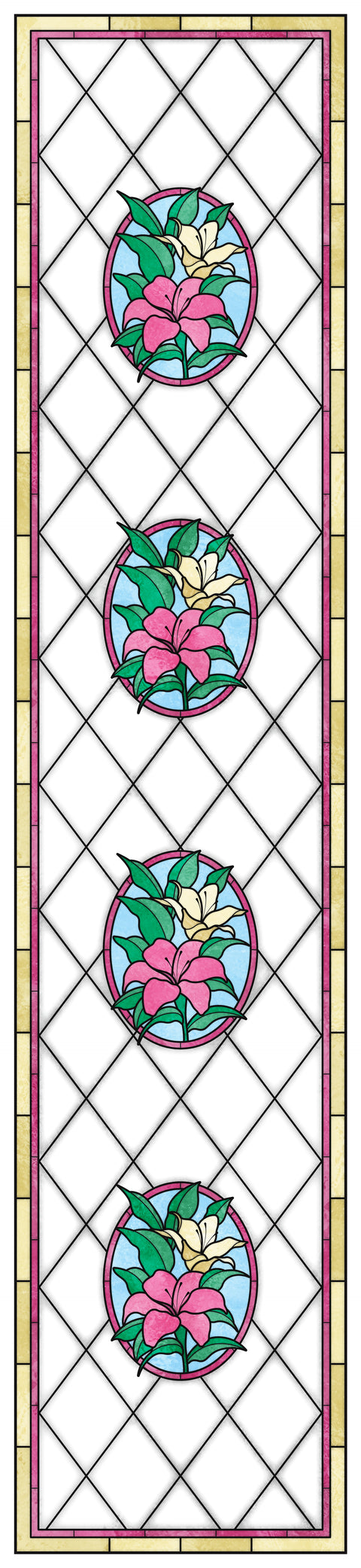 Floral Lily Stained Glass Window Film – Custom Made to Measure