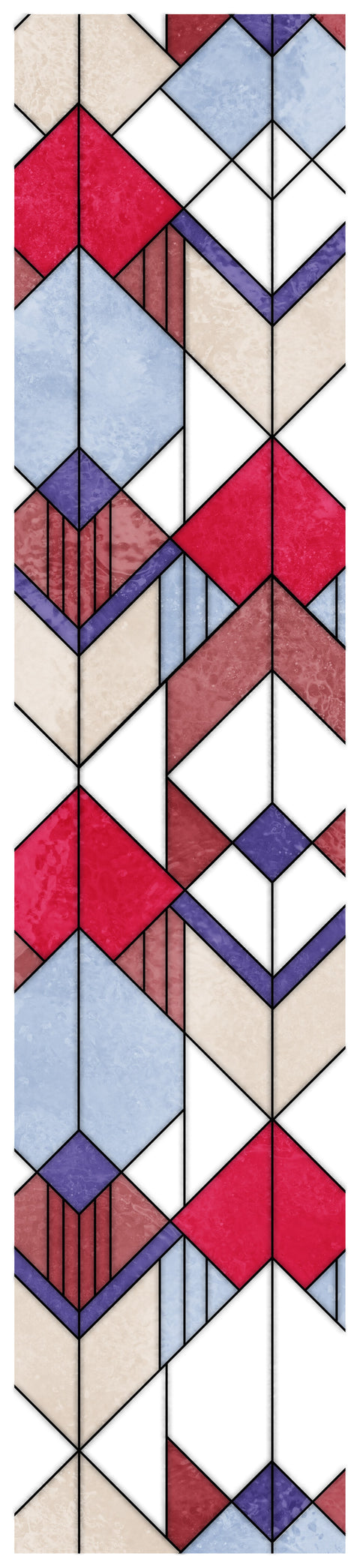 Red Geometric Art Deco Seamless Stained Glass Window Film
