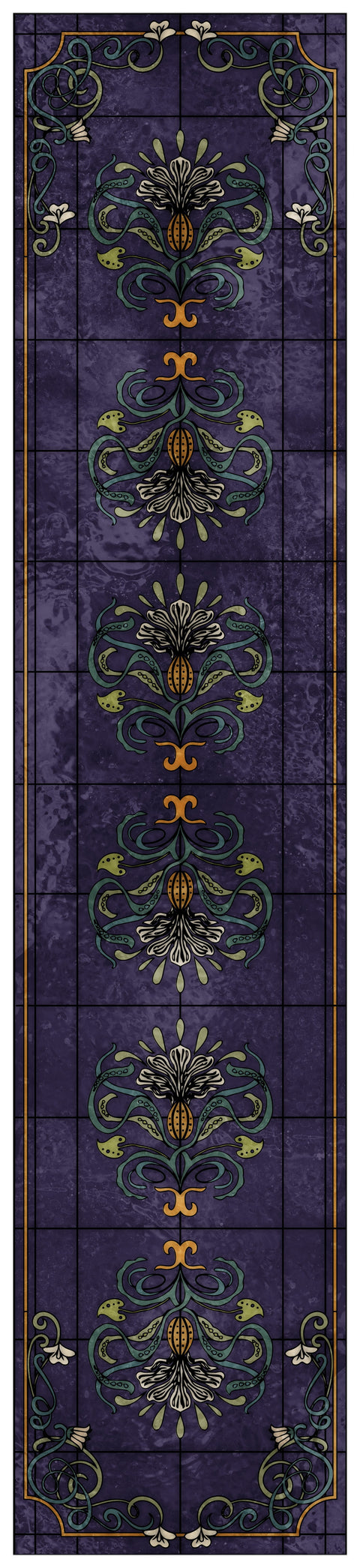Art Nouveau Purple Stained Glass Window Film – Decorative Floral Privacy Film