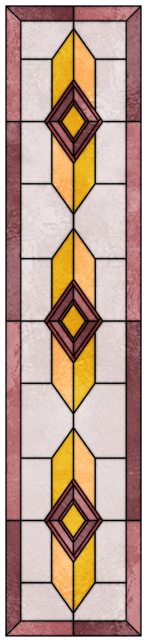 Art Deco Stained Glass Window Film – Pink, Yellow & Geometric Privacy Film