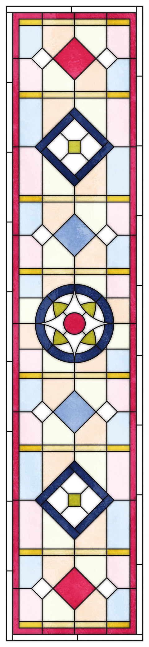 Edwardian Geometric Stained Glass Window Film – Circular & Panel Designs, Made to Measure