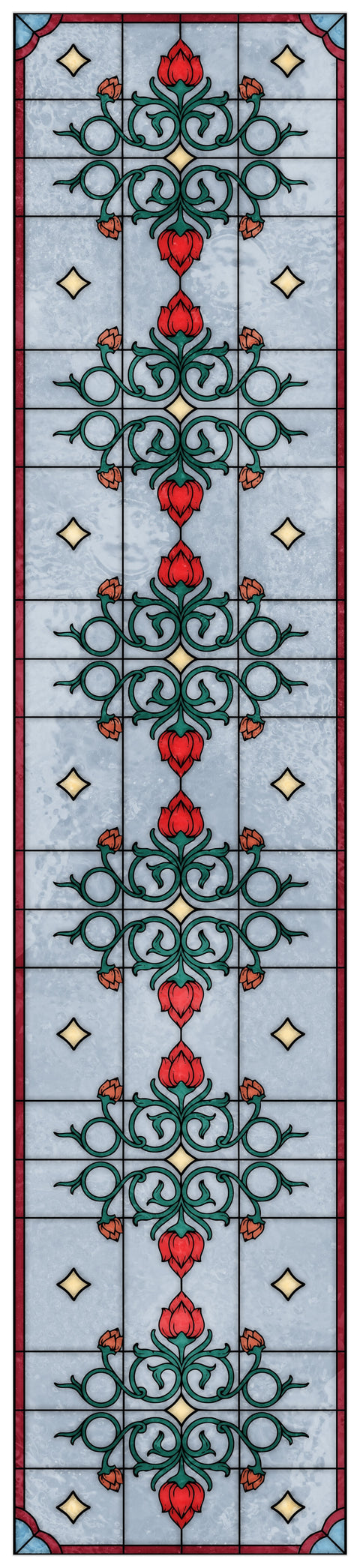 Art Nouveau Rose Stained Glass Window Film – Decorative Privacy Film