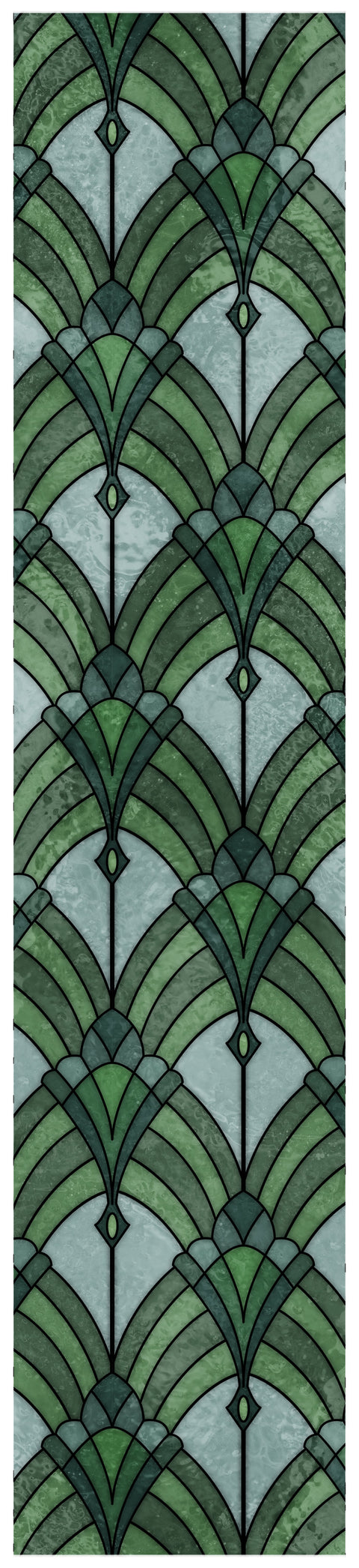 Green Art Deco Seamless Stained Glass Window Film