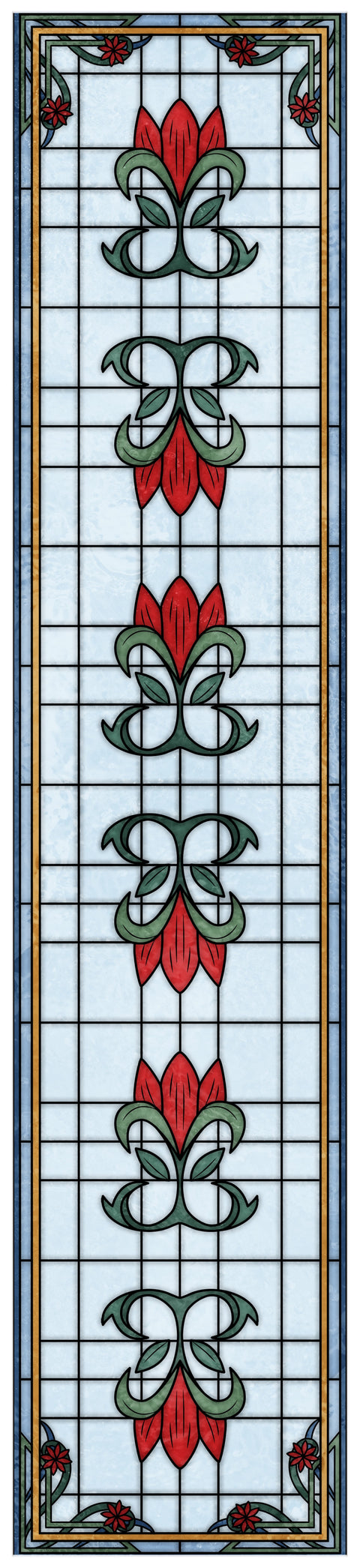 Art Nouveau Stained Glass Window Film – Decorative Floral Privacy Film