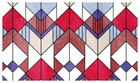 Red Geometric Art Deco Seamless Stained Glass Window Film