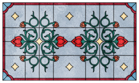 Art Nouveau Rose Stained Glass Window Film – Decorative Privacy Film