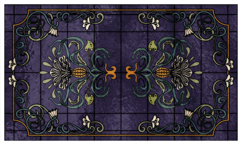 Art Nouveau Purple Stained Glass Window Film – Decorative Floral Privacy Film