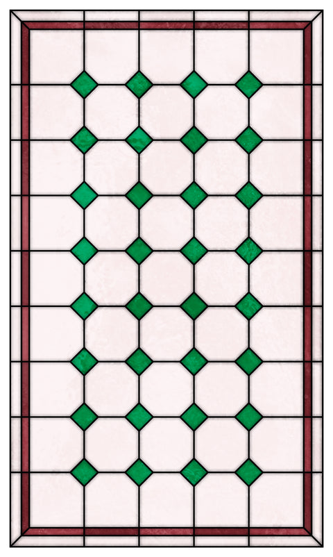 Late Victorian Diamond Lattice Stained Glass Window Film – Made to Measure