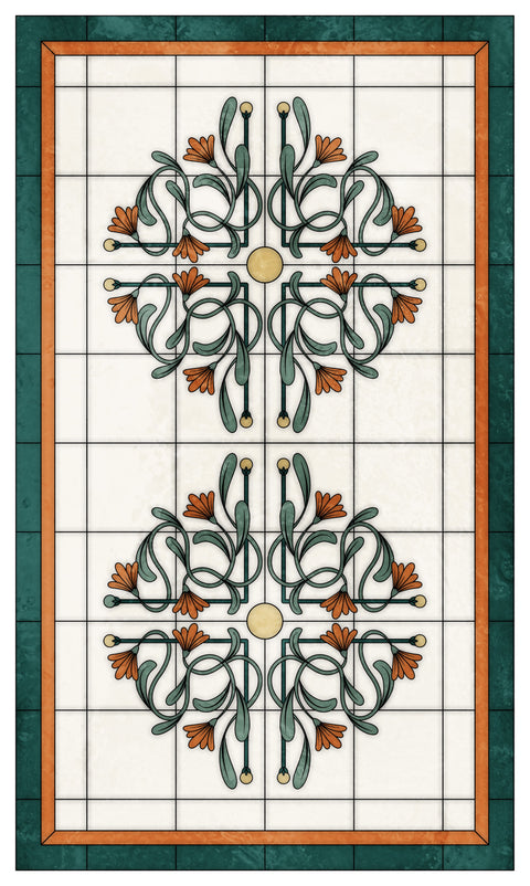 Art Nouveau Floral Stained Glass Window Film – Decorative Privacy Film