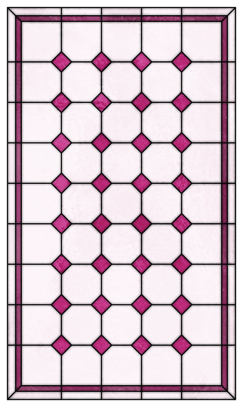 Late Victorian Diamond Lattice Stained Glass Window Film – Made to Measure