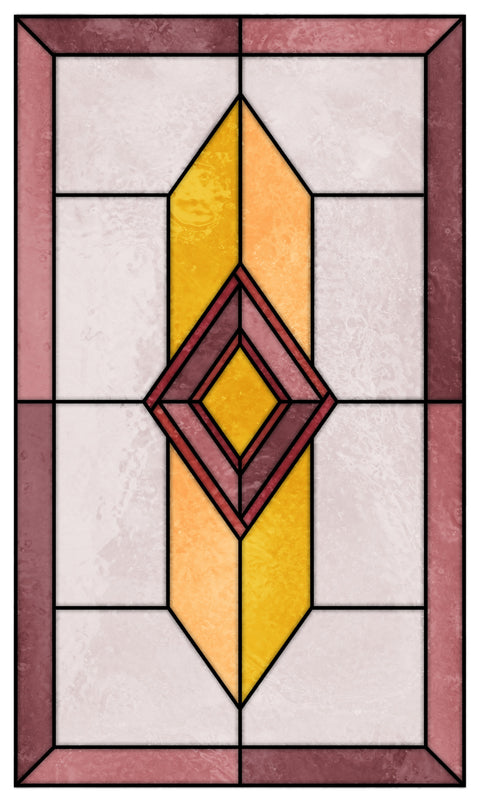 Art Deco Stained Glass Window Film – Pink, Yellow & Geometric Privacy Film