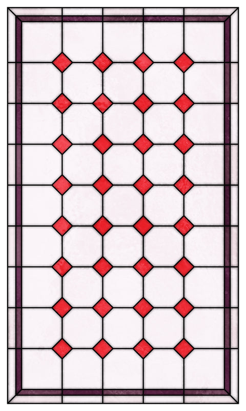 Late Victorian Diamond Lattice Stained Glass Window Film – Made to Measure