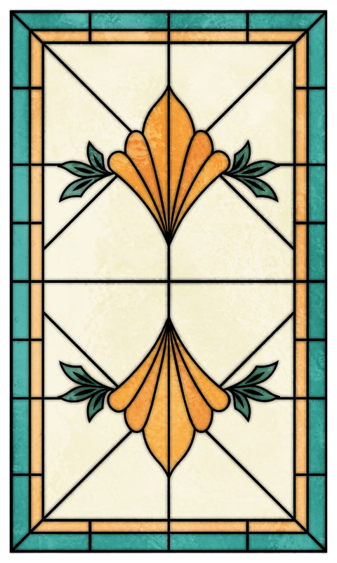 Art Nouveau Stained Glass Window Film – Yellow Floral Privacy Film
