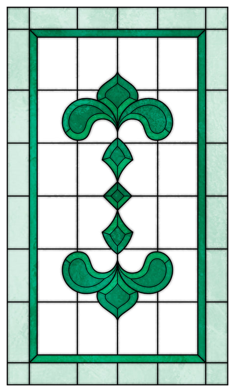 Art Nouveau Leaf Motif Stained Glass Window Film – Made to Measure