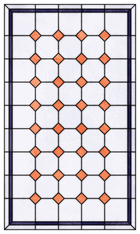 Late Victorian Diamond Lattice Stained Glass Window Film – Made to Measure