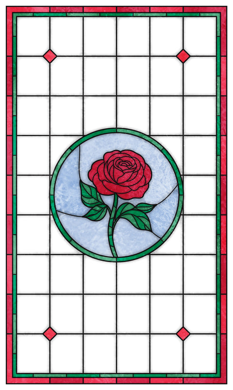 Traditional Rose Stained Glass Window Film – Custom Made to Your Exact Size