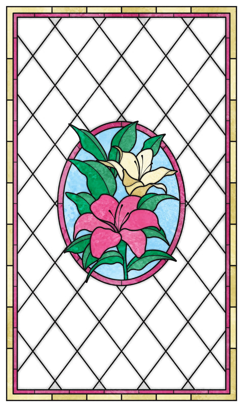 Floral Lily Stained Glass Window Film – Custom Made to Measure