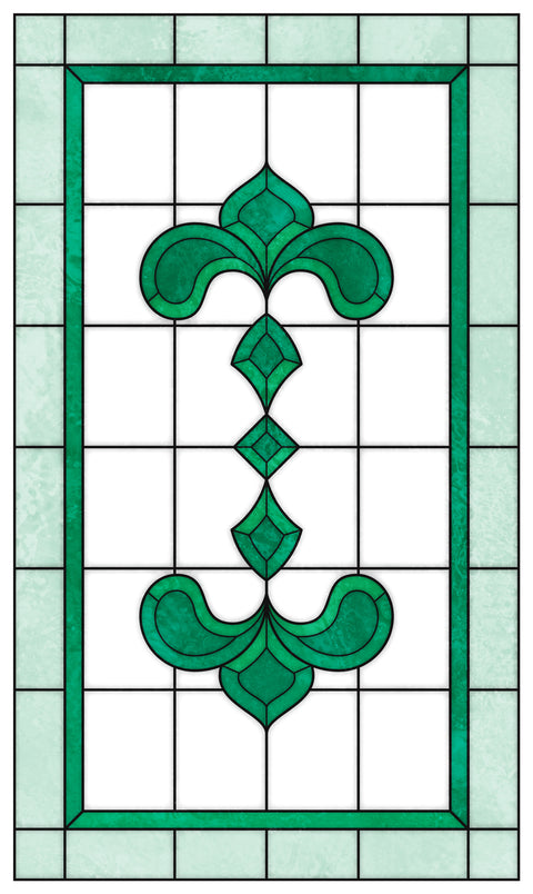 Art Nouveau Leaf Motif Stained Glass Window Film – Made to Measure
