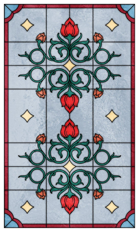 Art Nouveau Rose Stained Glass Window Film – Decorative Privacy Film