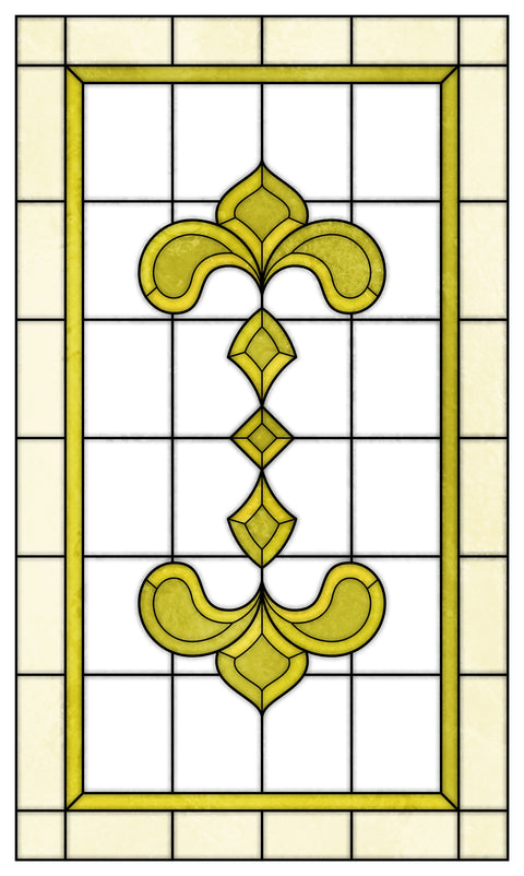 Art Nouveau Leaf Motif Stained Glass Window Film – Made to Measure