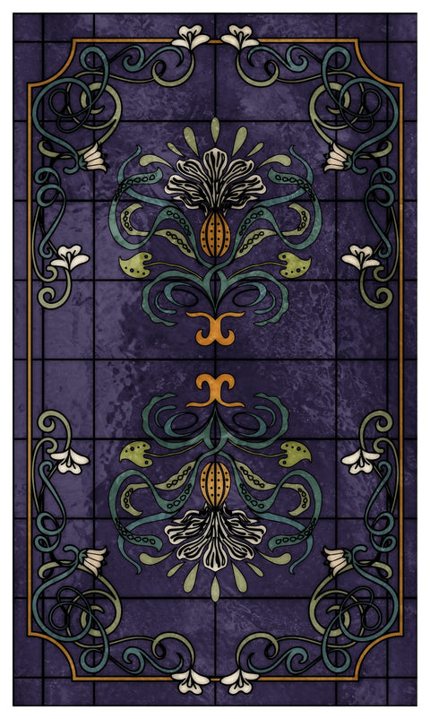 Art Nouveau Purple Stained Glass Window Film – Decorative Floral Privacy Film