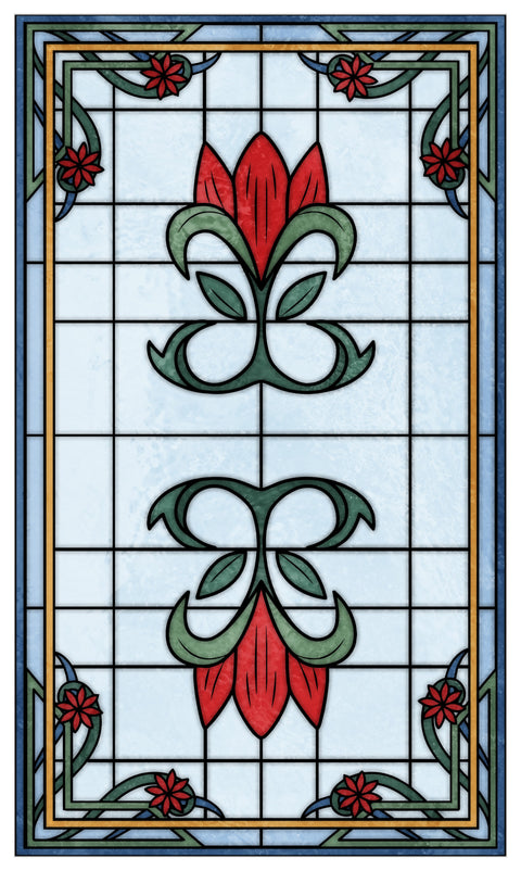 Art Nouveau Stained Glass Window Film – Decorative Floral Privacy Film