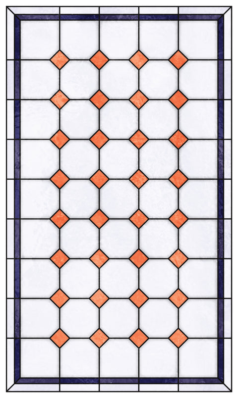 Late Victorian Diamond Lattice Stained Glass Window Film – Made to Measure