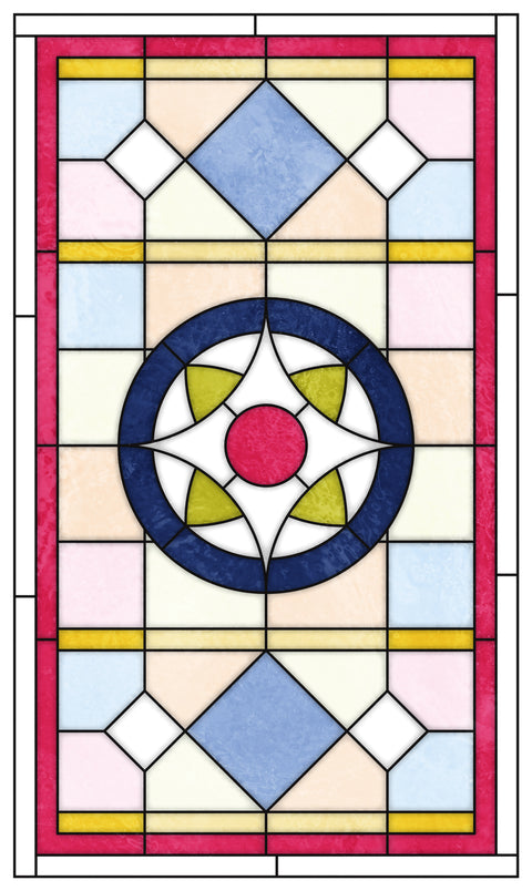 Edwardian Geometric Stained Glass Window Film – Circular & Panel Designs, Made to Measure