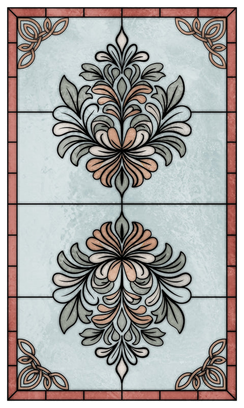 Art Nouveau Decorative Stained Glass Window Film – Soft Pink Privacy Film