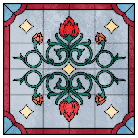 Art Nouveau Rose Stained Glass Window Film – Decorative Privacy Film