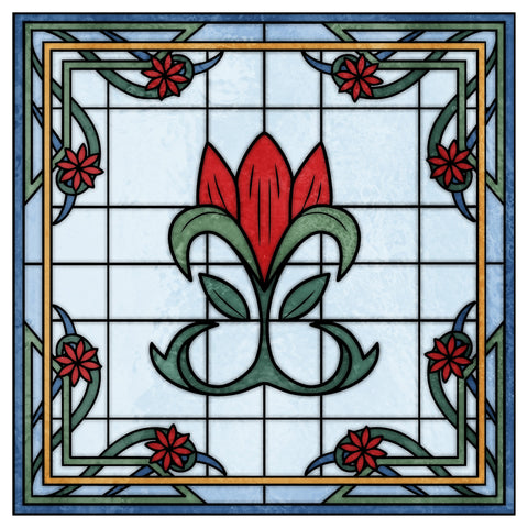 Art Nouveau Stained Glass Window Film – Decorative Floral Privacy Film