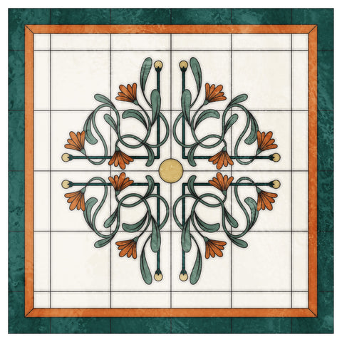 Art Nouveau Floral Stained Glass Window Film – Decorative Privacy Film