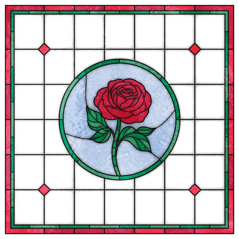Traditional Rose Stained Glass Window Film – Custom Made to Your Exact Size