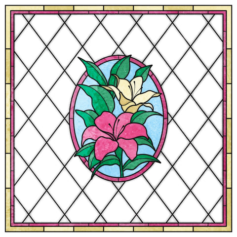 Floral Lily Stained Glass Window Film – Custom Made to Measure