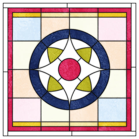 Edwardian Geometric Stained Glass Window Film – Circular & Panel Designs, Made to Measure