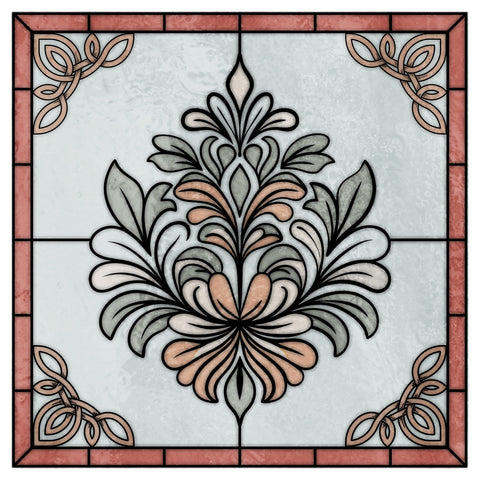 Art Nouveau Decorative Stained Glass Window Film – Soft Pink Privacy Film