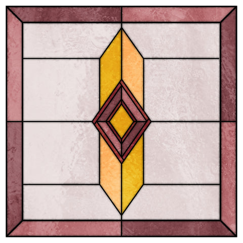 Art Deco Stained Glass Window Film – Pink, Yellow & Geometric Privacy Film